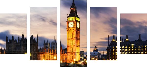 Πεντάπτυχος πίνακας νυχτερινός Big Ben στο Λονδίνο