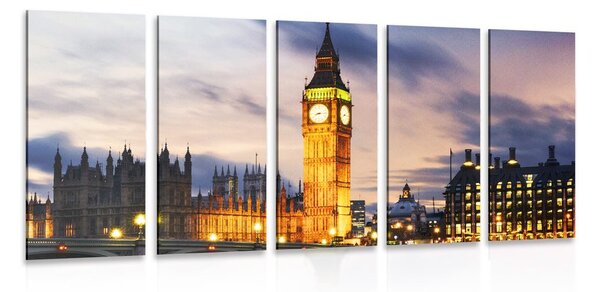 Πεντάπτυχος πίνακας νυχτερινός Big Ben στο Λονδίνο