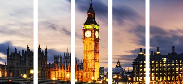 Πεντάπτυχος πίνακας νυχτερινός Big Ben στο Λονδίνο