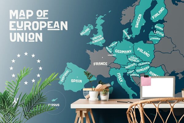 Ταπετσαρία τοίχου εκπαιδευτικός χάρτης με ονόματα χωρών της ΕΕ