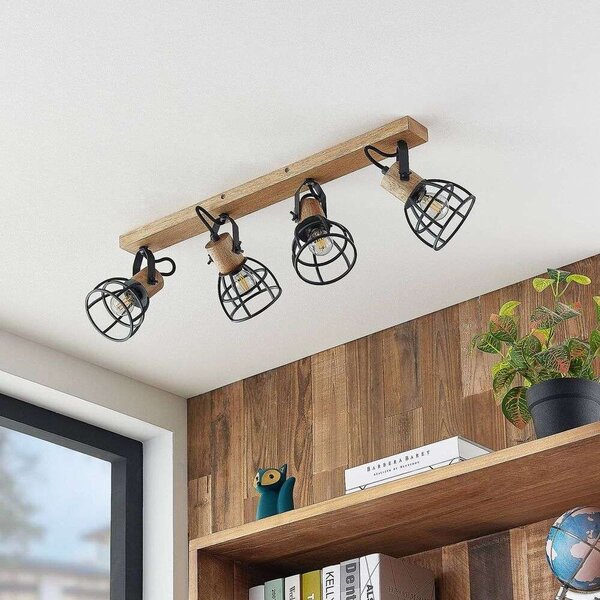 Lindby - Flintos 4 Ceiling Lamp Wood/Black Lindby