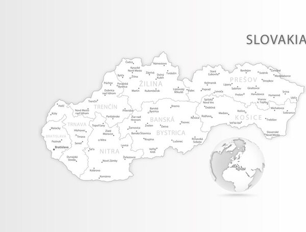Ταπετσαρία τοίχου ασπρόμαυρος χάρτης της Σλοβακικής Δημοκρατίας