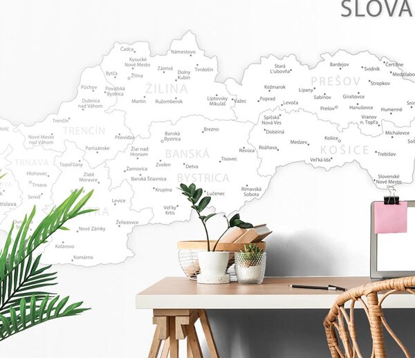 Ταπετσαρία τοίχου ασπρόμαυρος χάρτης της Σλοβακίας