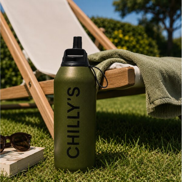 Μπουκάλι Θερμός Series 2 Cargo Chilly's με πτυσσόμενο καλαμάκι, χωρητικότητα 500ml και διατήρηση θερμοκρασίας 12h ζεστό / 24h κρύο - Moss