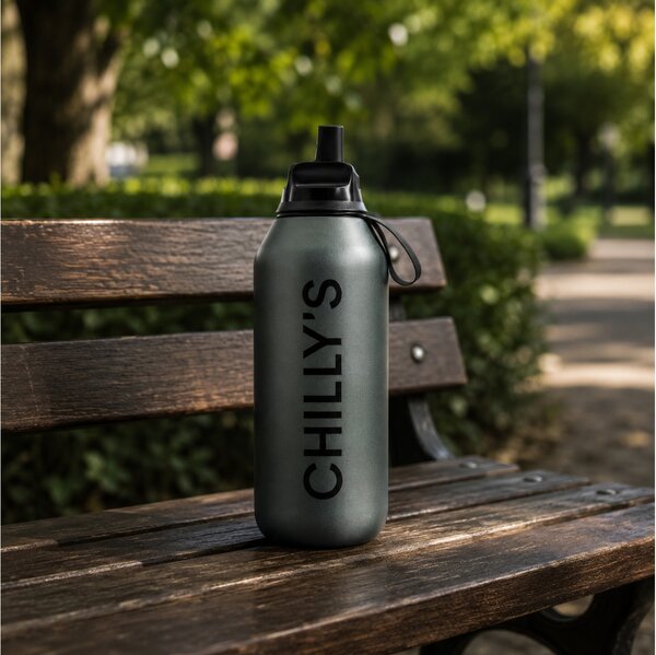 Μπουκάλι Θερμός Series 2 Cargo Chilly's με πτυσσόμενο καλαμάκι, χωρητικότητα 500ml και διατήρηση θερμοκρασίας 12h ζεστό / 24h κρύο - Slate
