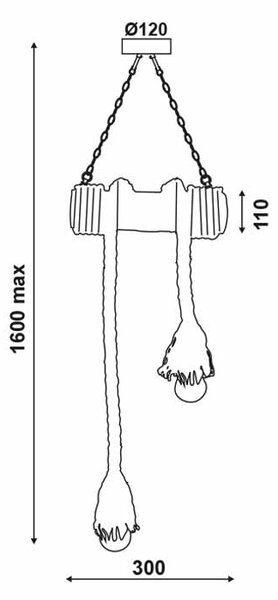 Φωτιστικό Οροφής Δίφωτο Aca Merlin 932302BBR Bamboo/Rope
