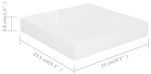 Ράφια Τοίχου Γυαλιστερά Άσπρα 4 Τεμάχια 23x23,5x3,8 εκ. MDF - Λευκό