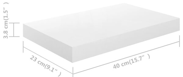 Ράφι Τοίχου Γυαλιστερό Άσπρο 40x23x3,8 εκ. MDF - Λευκό