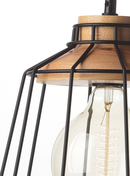 Φωτιστικό Οροφής Μονόφωτο Aca Kennedy KS159326BK Black Mat/Wood