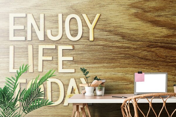 Ταπετσαρία τοίχου με απόφθεγμα - Enjoy life today