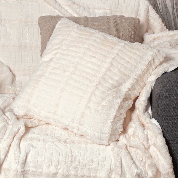 Διακοσμητική Μαξιλαροθήκη Γούνινη (45x45) Silk Fashion Stripe Ivory
