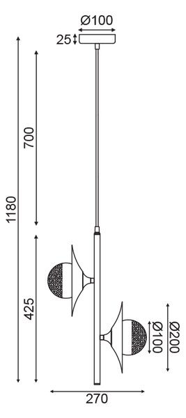 Φωτιστικό Οροφής Δίφωτο Aca Hydra HL4302P27BC Copper