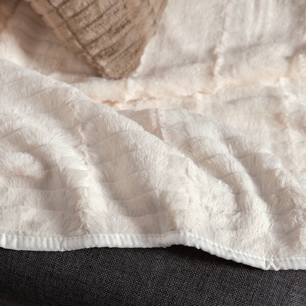 Διακοσμητική Μαξιλαροθήκη Γούνινη (45x45) Silk Fashion Stripe Ivory