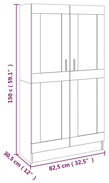 Βιβλιοθήκη Γκρι του Σκυροδέματος 82,5x30,5x150 εκ. Επεξ. Ξύλο - Γκρι