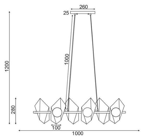 Φωτιστικό Οροφής Πολύφωτο Aca Polygon HL42596P100BG