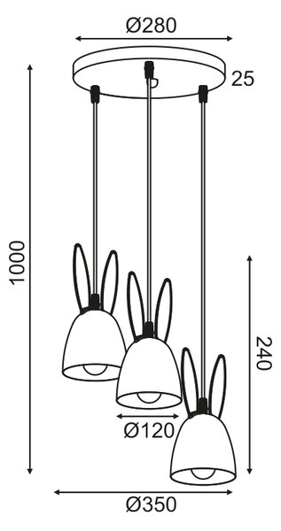 Παιδικό Φωτιστικό Οροφής Τρίφωτο Aca Bunny ZM73P35P