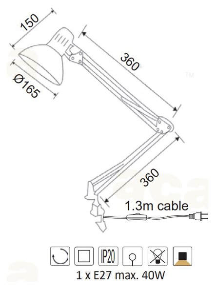 Πορτατίφ Με Σφιγκτήρα Aca Penna SF606BB Black