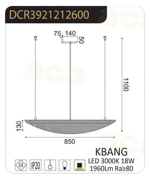 Φωτιστικό Οροφής LED Aca Michelle DCR39212 Black