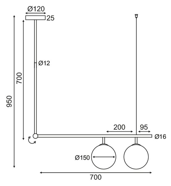 Φωτιστικό Οροφής Δίφωτο Aca Thetis V360502P Brass