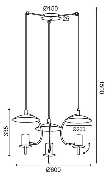 Φωτιστικό Οροφής Τρίφωτο Aca Parachute ZM933P60W White