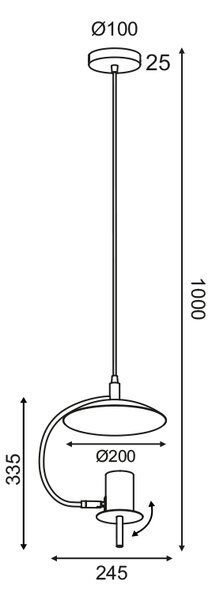 Φωτιστικό Οροφής Μονόφωτο Aca Parachute ZM931P25B Black