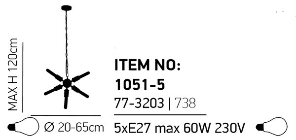 Φωτιστικό Οροφής Πολύφωτο Homelighting Helix 77-3203 Black