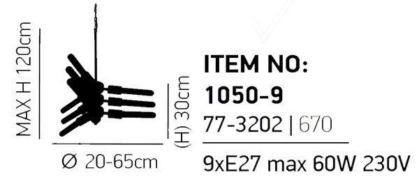 Φωτιστικό Οροφής Πολύφωτο Homelighting Helix 77-3202 Black