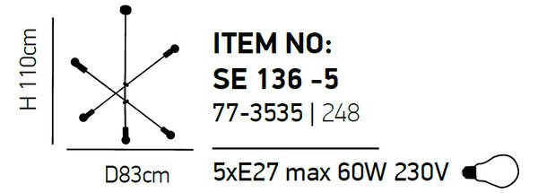 Φωτιστικό Οροφής Πολύφωτο Homelighting Cody 77-3535 Black