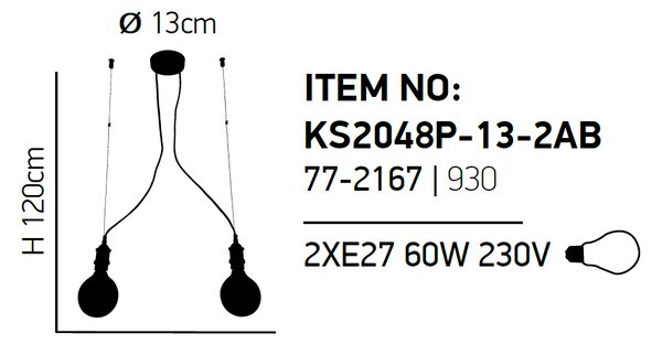 Φωτιστικό Οροφής Δίφωτο Homelighting Magnum 77-2167 Bronze