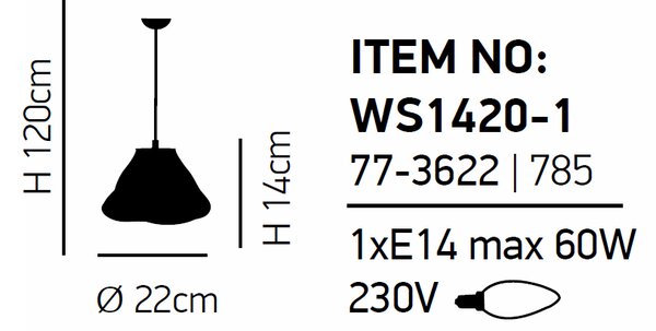 Φωτιστικό Οροφής Μονόφωτο Homelighting Cloud 77-3622 Glass