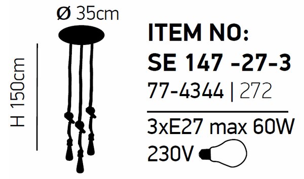 Φωτιστικό Οροφής Τρίφωτο Homelighting Maya 77-4344 Black