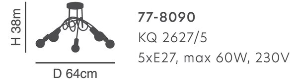 Φωτιστικό Οροφής Πολύφωτο Homelighting Quirky 77-8090 Bronze