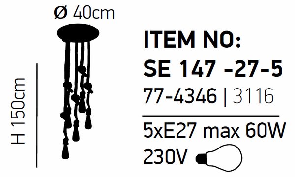 Φωτιστικό Οροφής Πολύφωτο Homelighting Maya 77-4346 Black