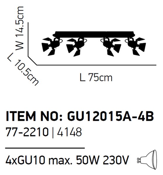 Σποτ Πολύφωτο Homelighting Mystic 77-2210 Black
