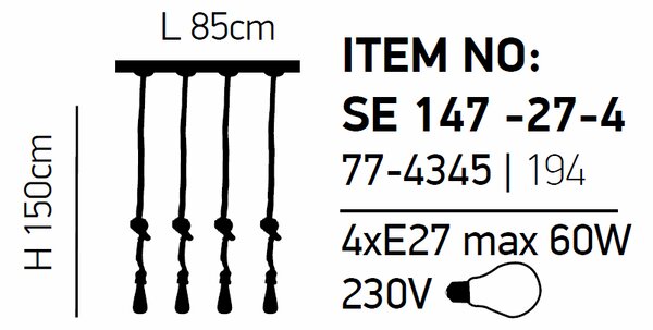 Φωτιστικό Οροφής Πολύφωτο Homelighting Maya 77-4345 Black