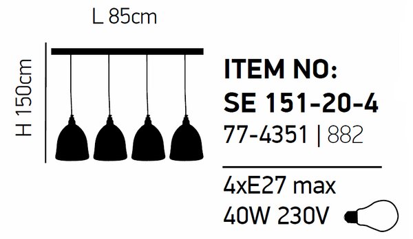 Φωτιστικό Οροφής Πολύφωτο Homelighting Zola 77-4352 Black