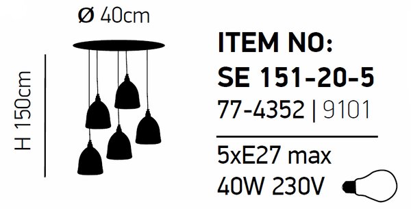Φωτιστικό Οροφής Πολύφωτο Homelighting Zola 77-4352 Black