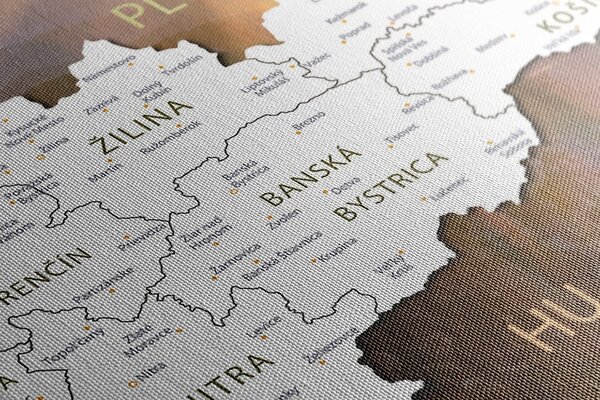 Πίνακας σε καμβά χάρτης της Σλοβακίας με γραφικά βουνά