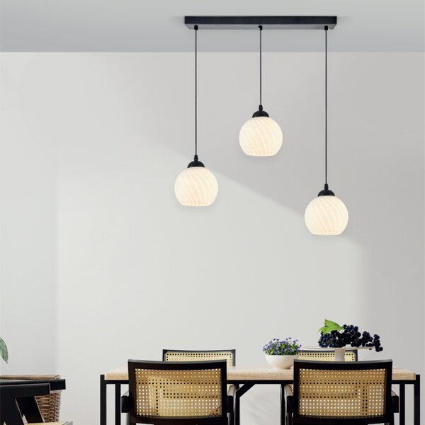 Φωτιστικό Οροφής Τρίφωτο Homelighting Swirl 77-8198 White/Black