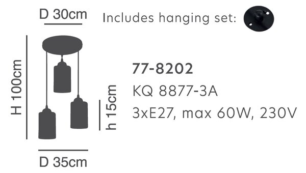 Φωτιστικό Οροφής Τρίφωτο Homelighting Smog 77-8202 White/Black