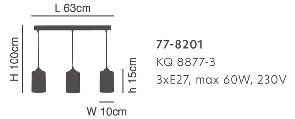 Φωτιστικό Οροφής Τρίφωτο Homelighting Smog 77-8201 White/Black