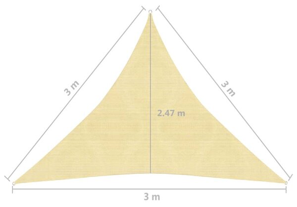 Πανί Σκίασης Μπεζ 3 x 3 x 3 μ. από HDPE 160 γρ/μ² - Μπεζ