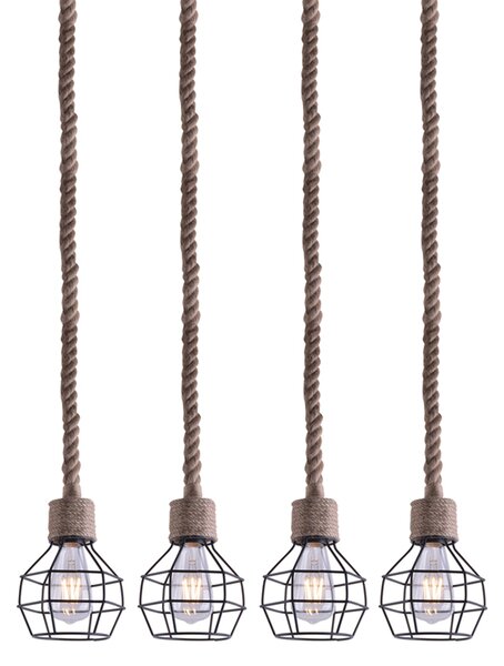 Φωτιστικό Οροφής Πολύφωτο Homelighting Grenade 77-3684 Rope/Black Matt