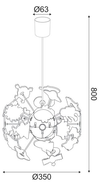 Παιδικό Φωτιστικό Οροφής Πολύφωτο Aca Space MD160224SP