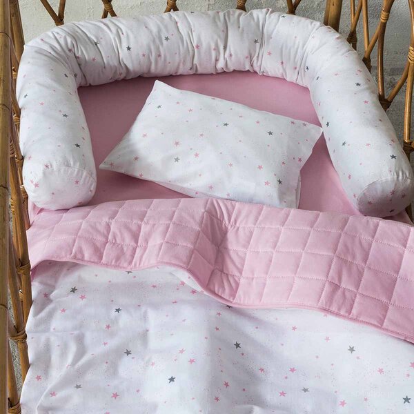 Κουβερλί Μακό Κούνιας (100x140) 2 Όψεων Nima Baby Nene Pink
