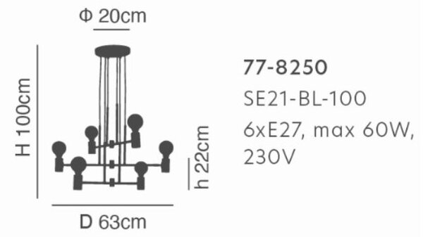 Φωτιστικό Οροφής Πολύφωτο Homelighting Adept 77-8250 Black