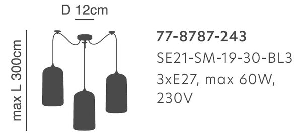 Φωτιστικό Οροφής Τρίφωτο Homelighting Feint 77-8787 Smoked Glass