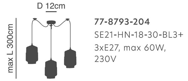 Φωτιστικό Οροφής Τρίφωτο Homelighting Gaby 77-8793 Honey/Black