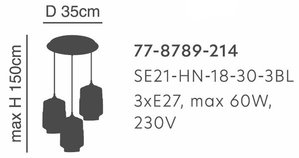 Φωτιστικό Οροφής Τρίφωτο Homelighting Gaby 77-8789 Honey/Black
