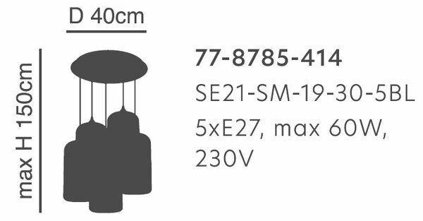 Φωτιστικό Οροφής Πολύφωτο Homelighting Feint 77-8785 Smoked Glass